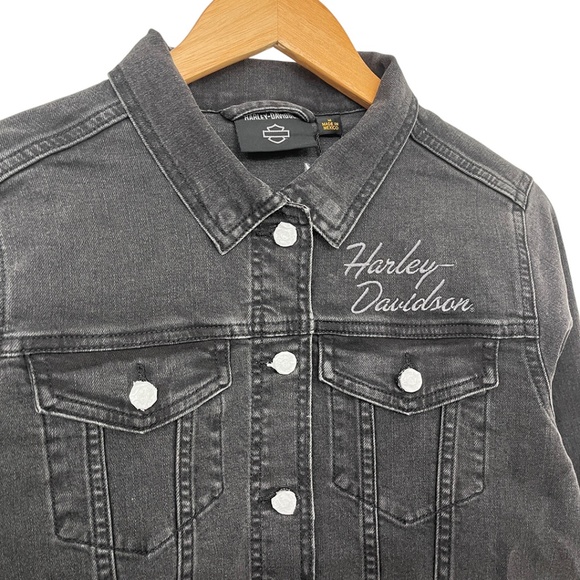 NWT Harley-Davidson® Women's Black Denim Jacket Medium - Picture 4 of 14
